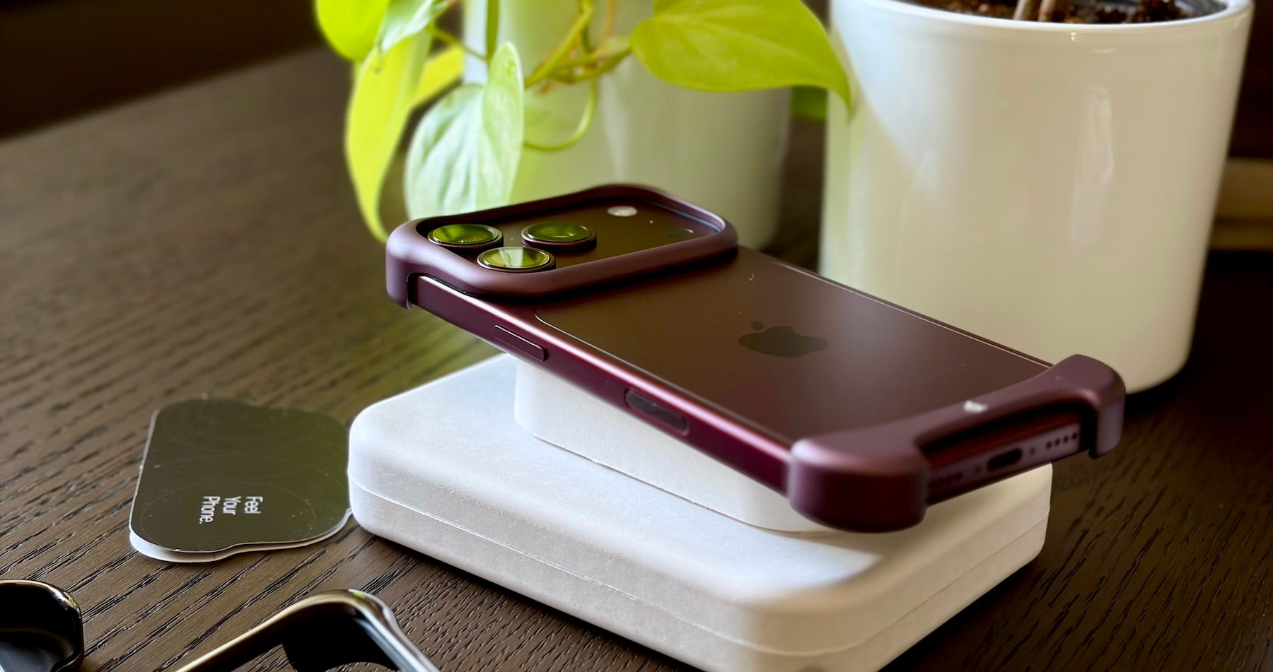 A cell phone on a charging device