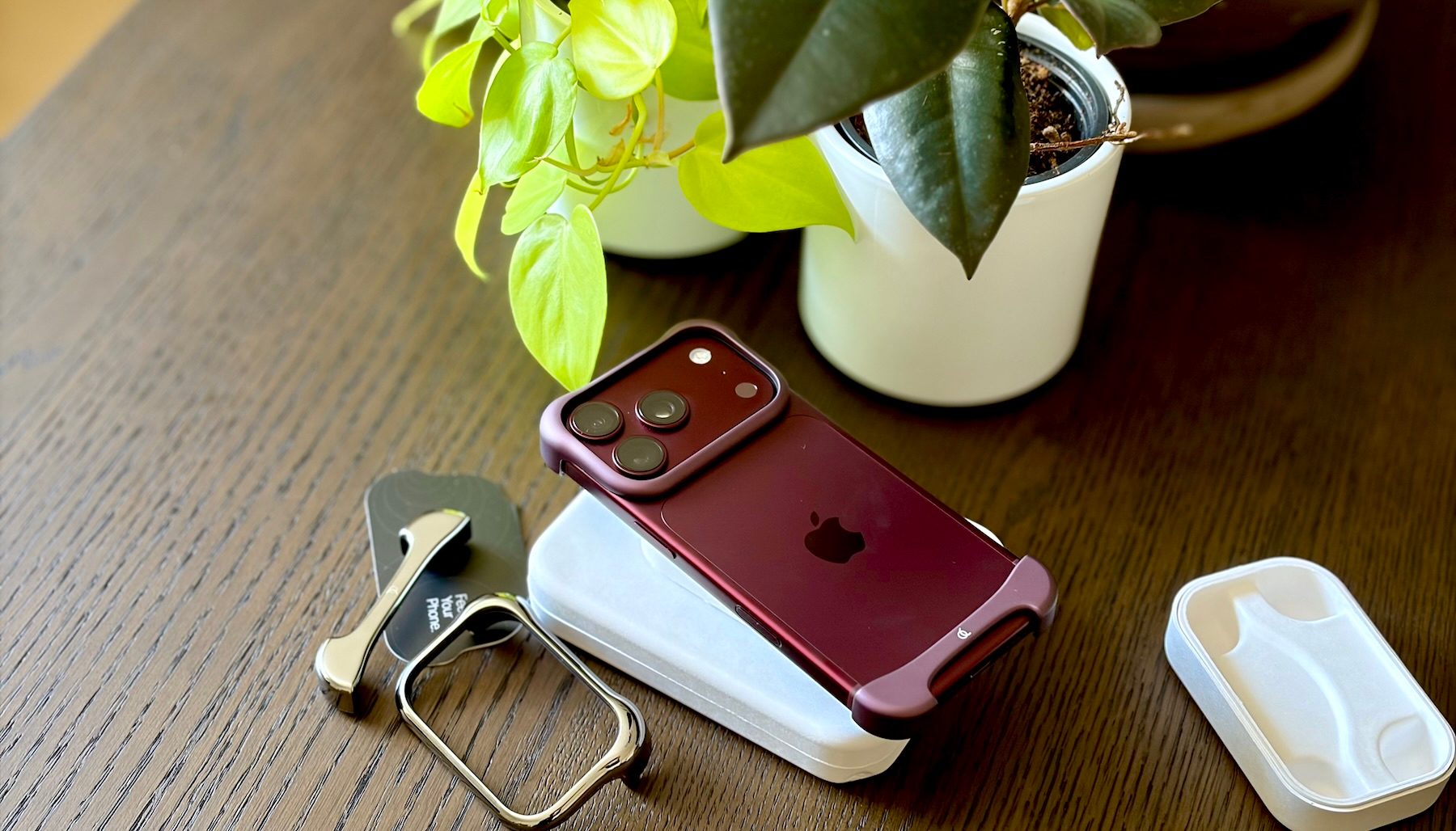 A cell phone on a charger