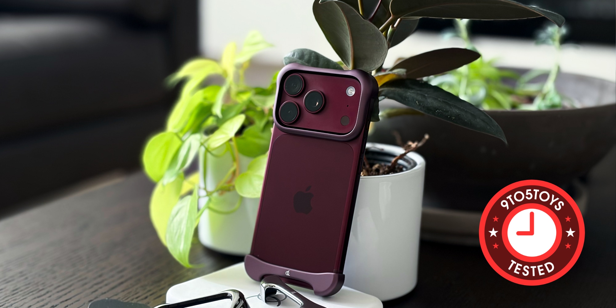 A cell phone on a stand