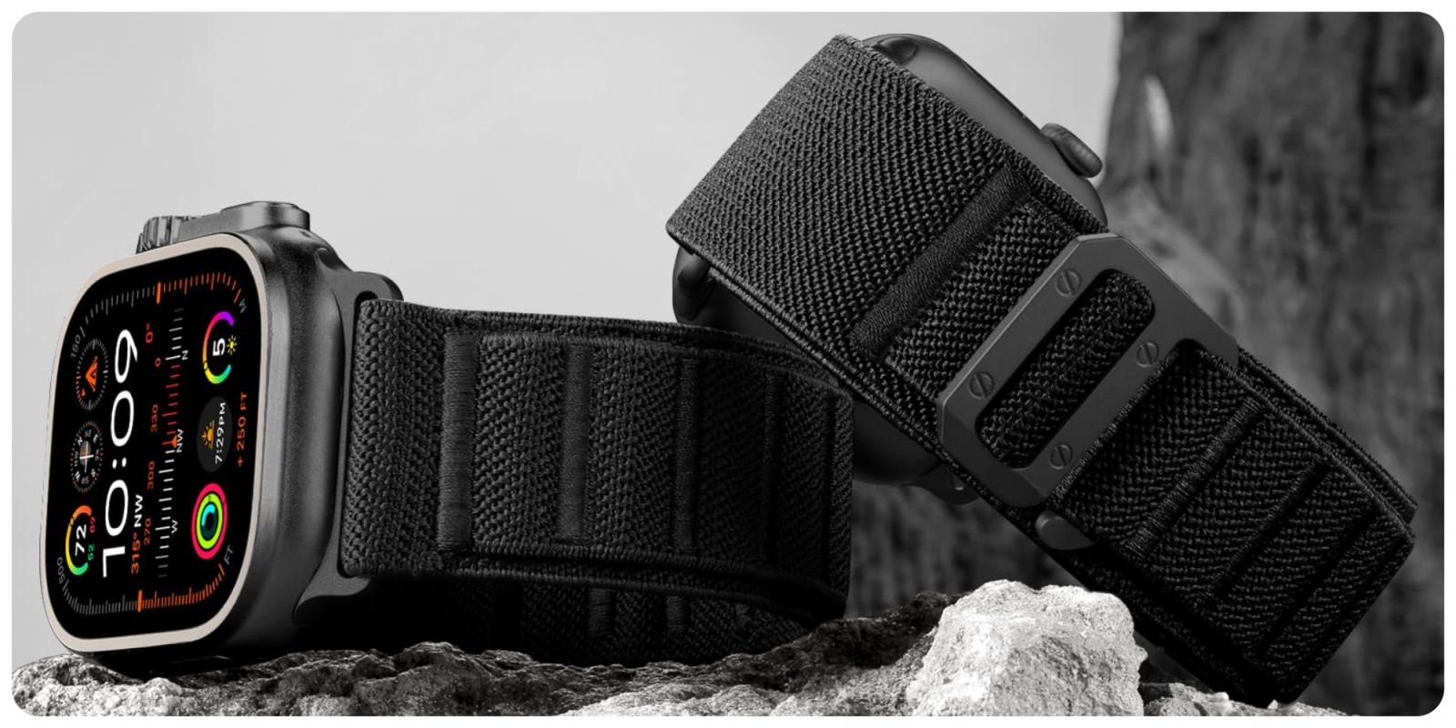 A black watch on a rock