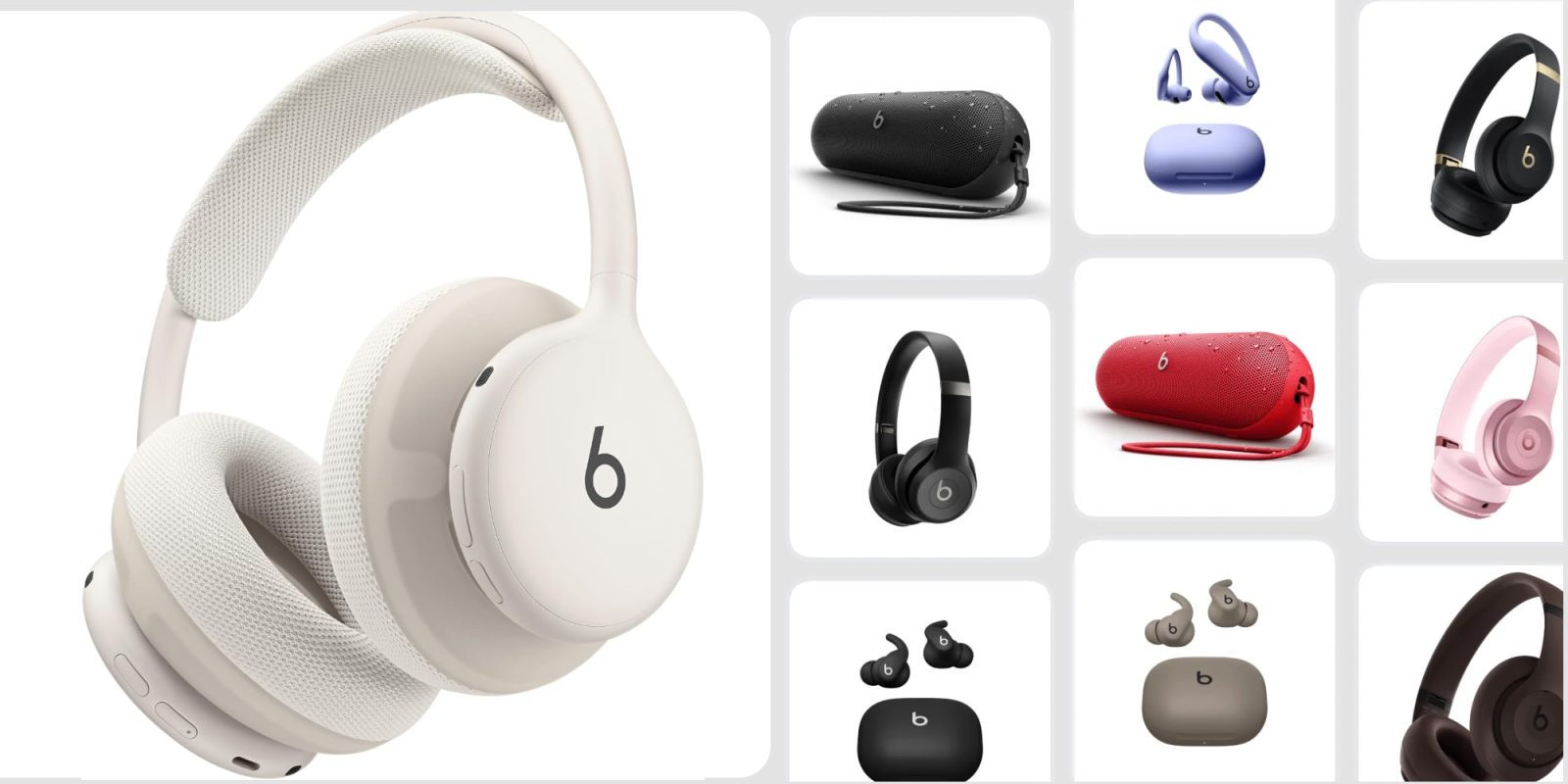 A collage of different headphones