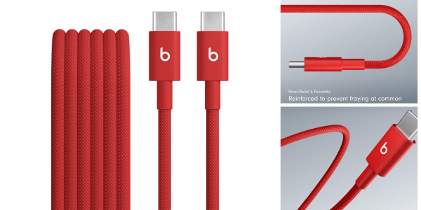 A close up of a red cable