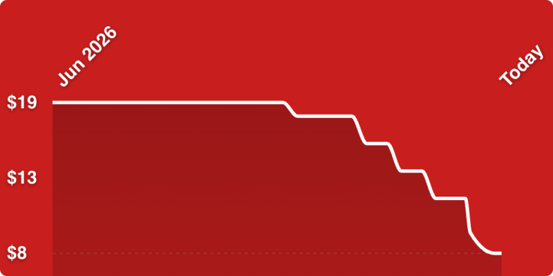 A white line on a red background