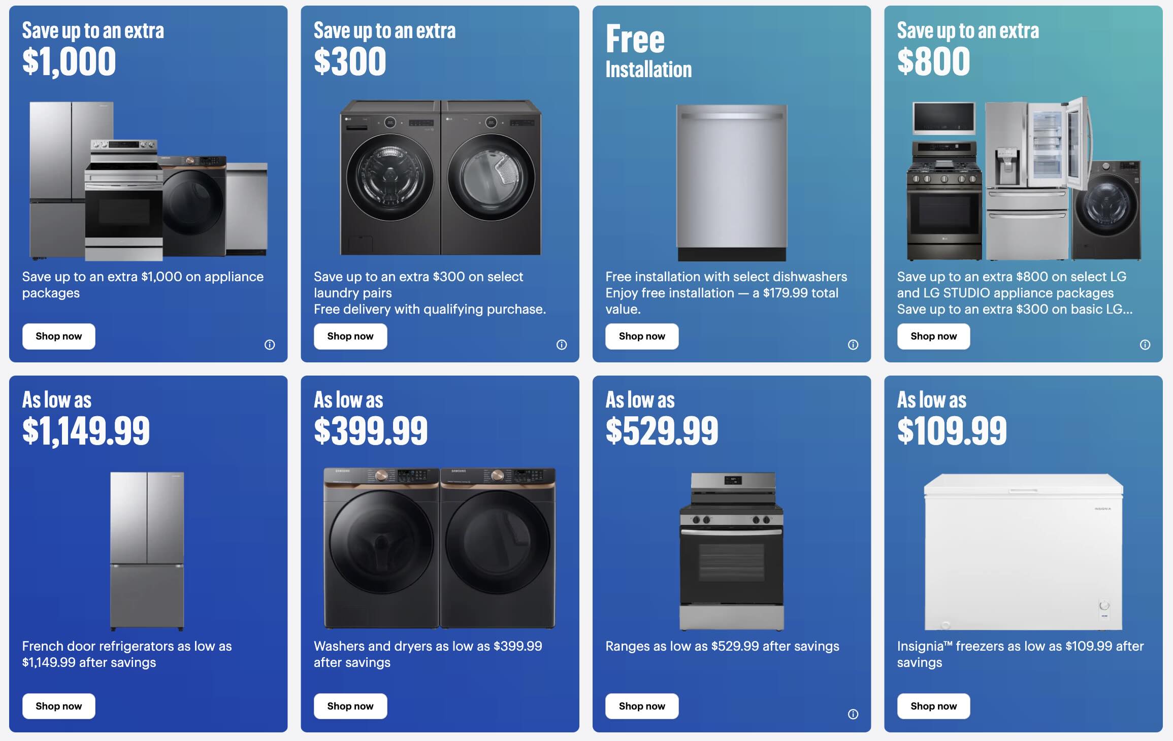 A screenshot of a blue advertisement