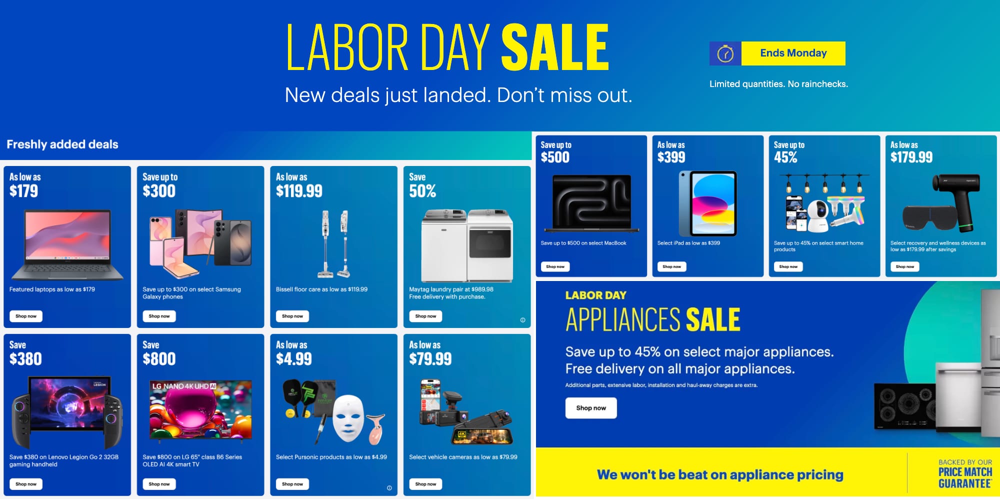 A blue and yellow advertisement
