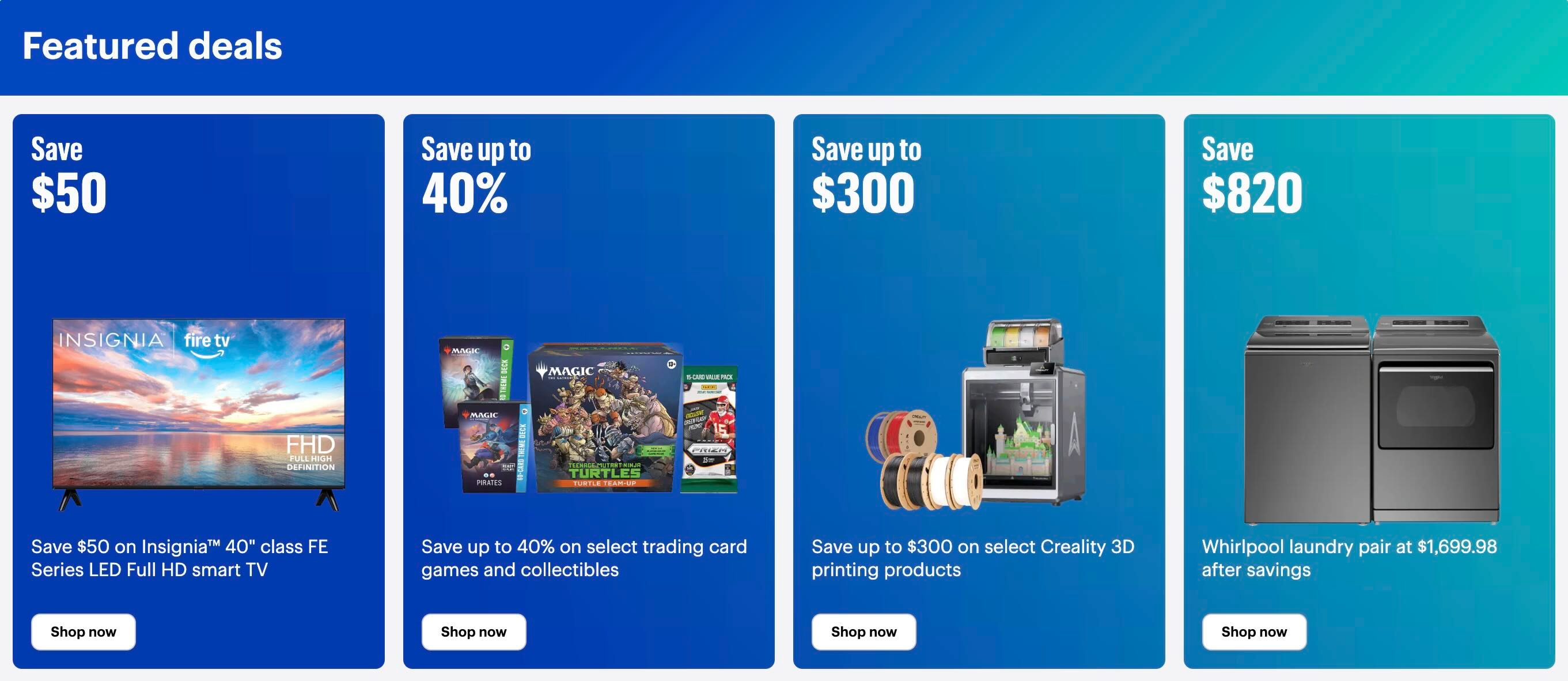 A screenshot of a blue and white advertisement