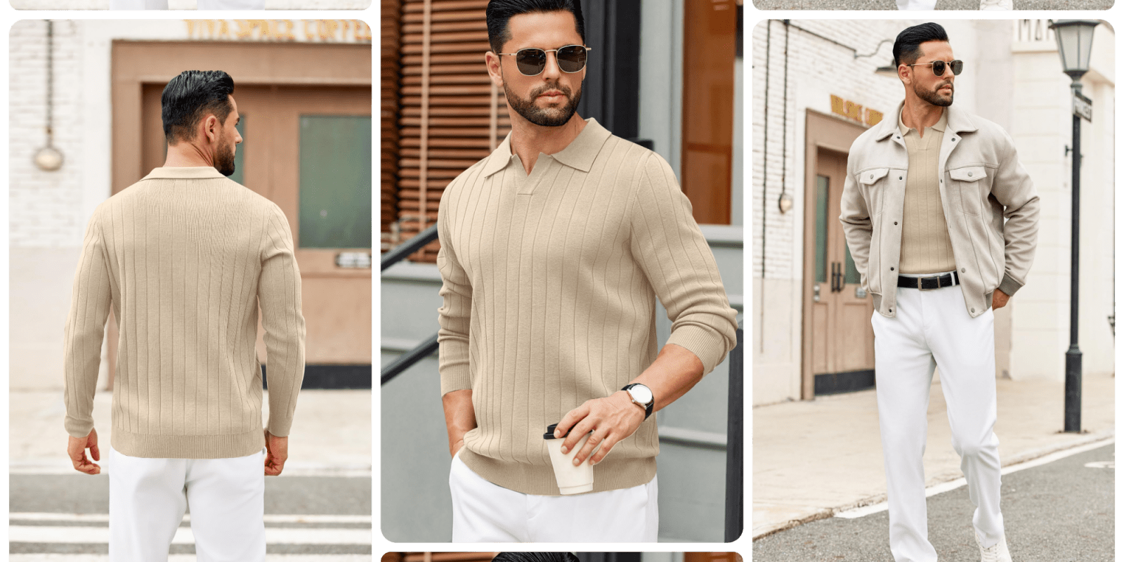 A collage of a man wearing sunglasses