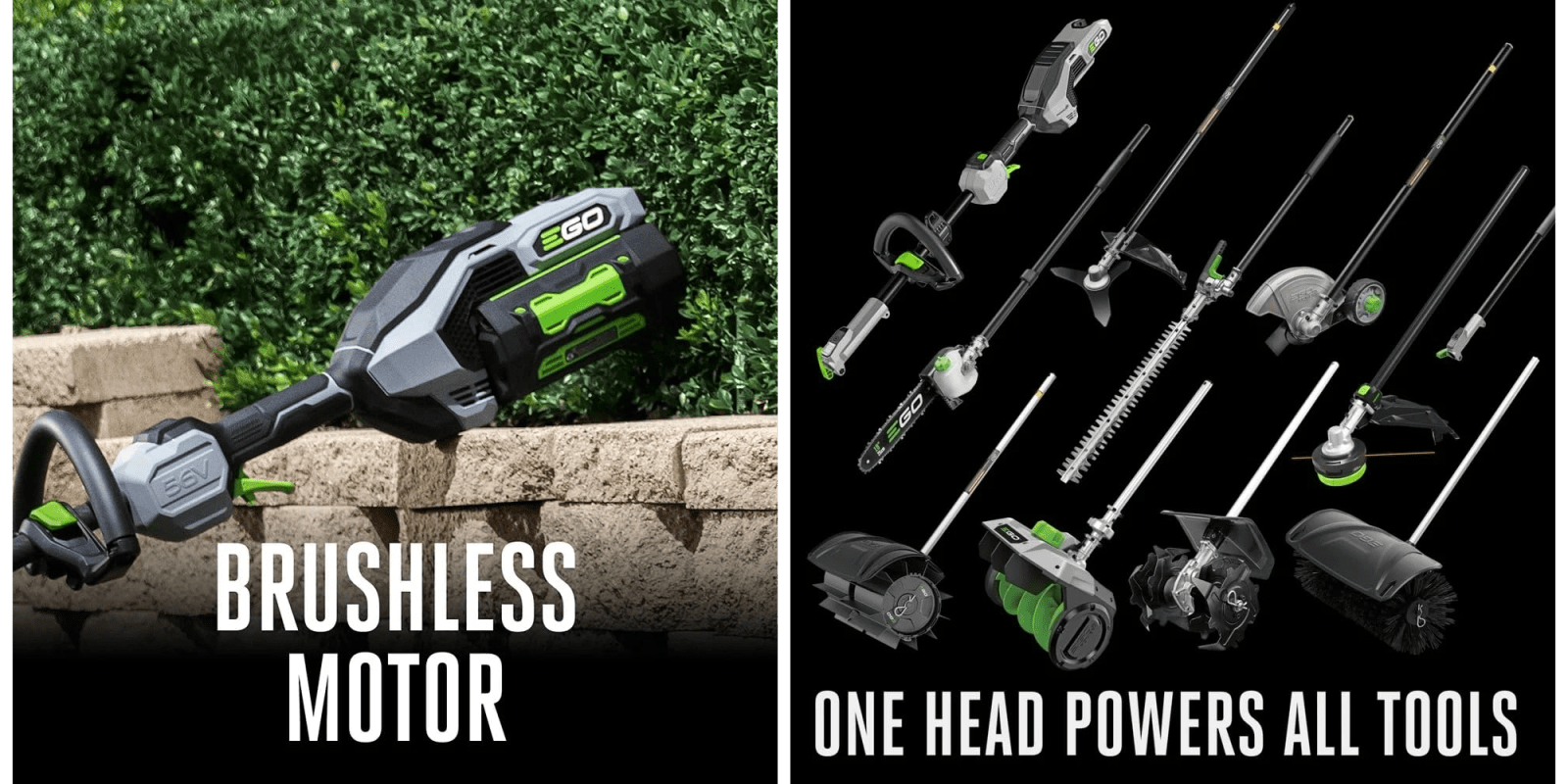 A collage of a lawn mower
