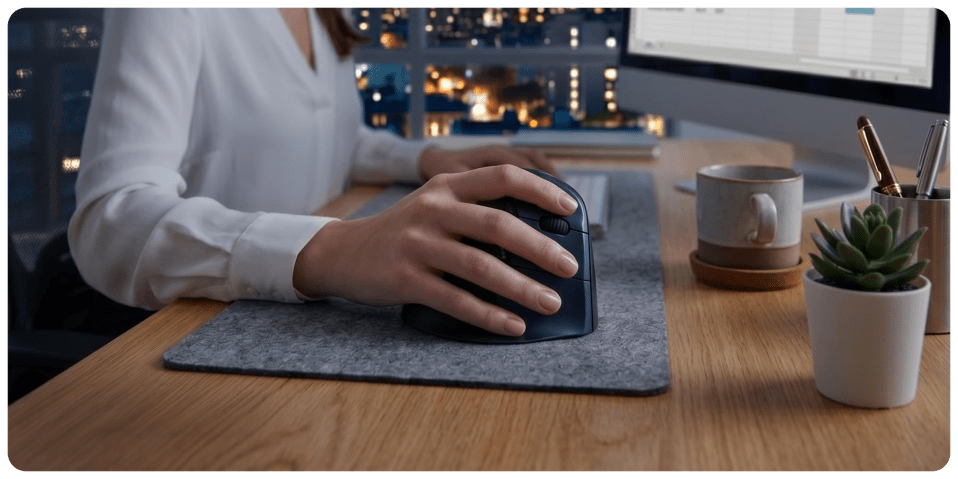 A hand on a mouse