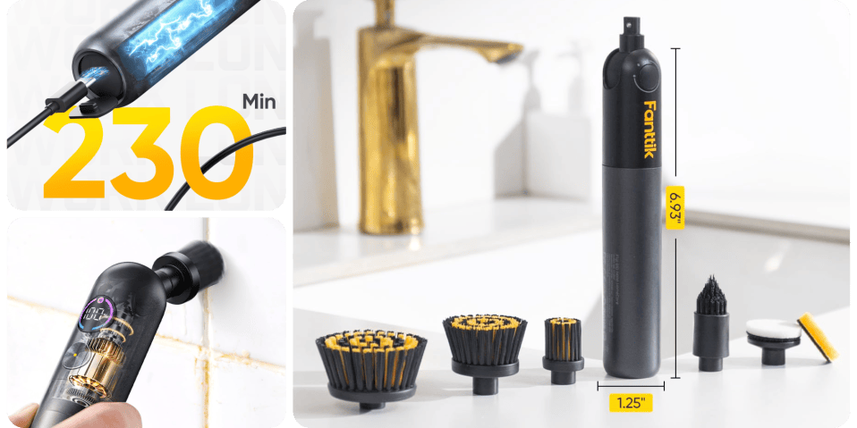 A black and yellow object with round brushes