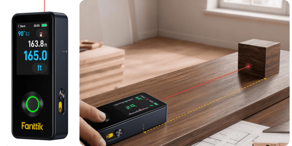 A hand holding a device on a table