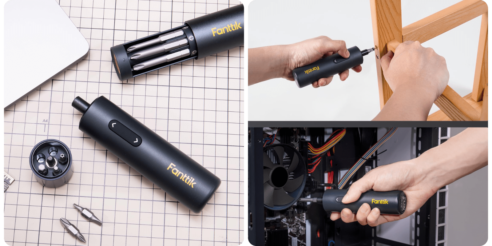 A hand holding a screwdriver
