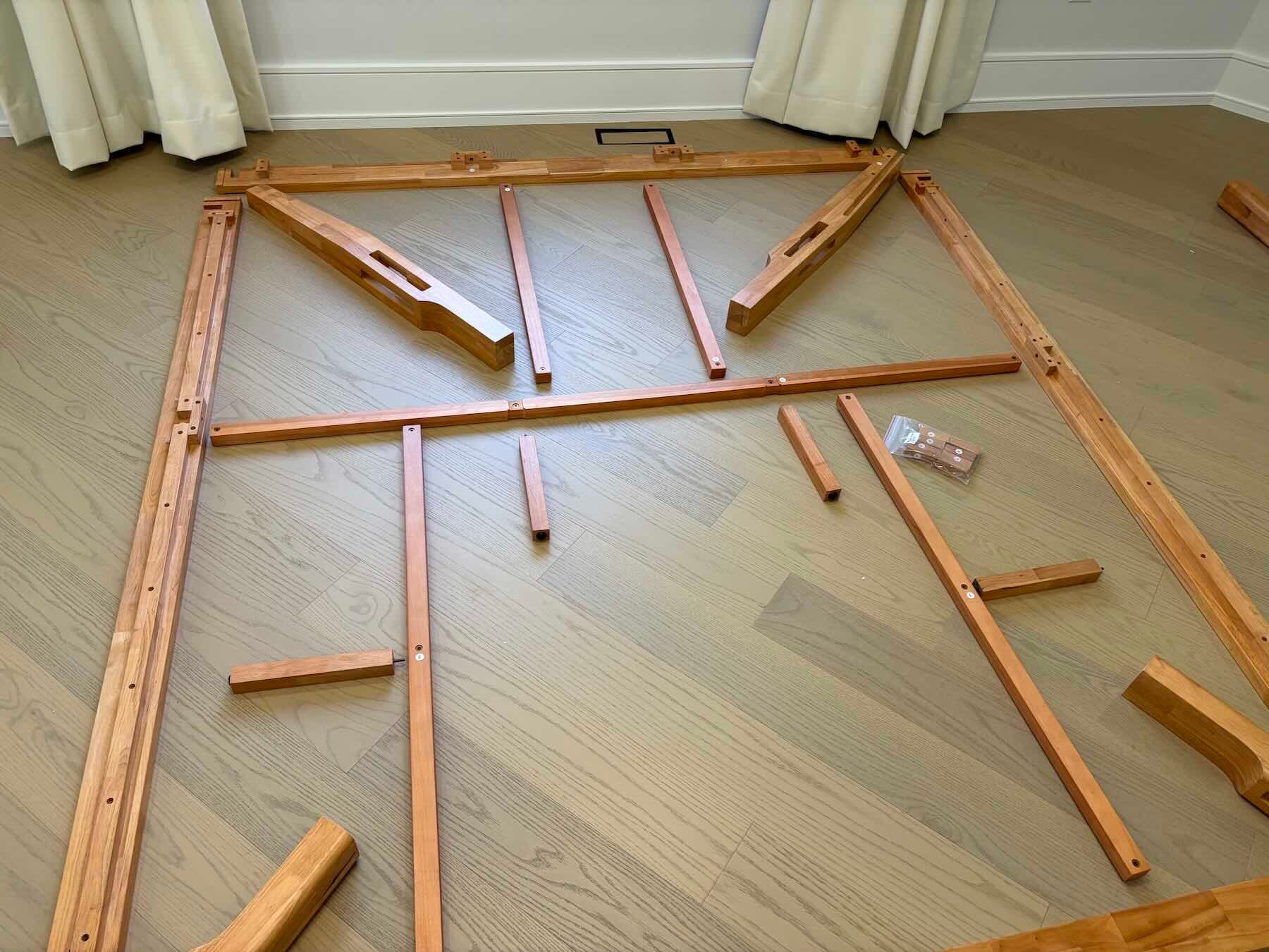 A wooden frame on the floor