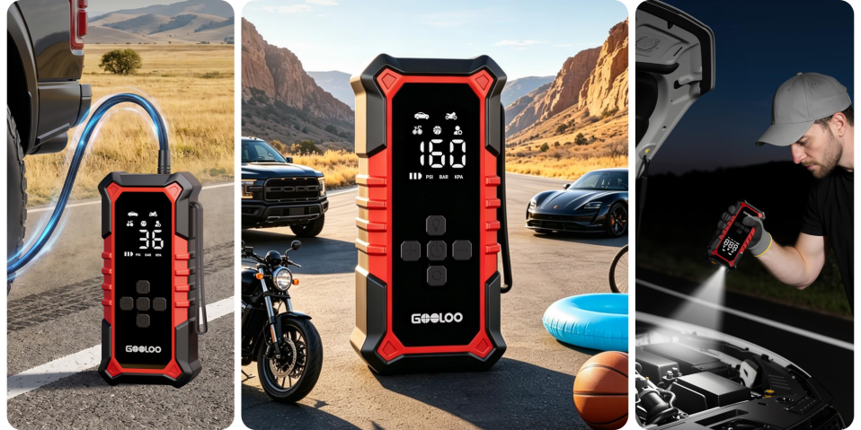 A black and red device on a road with cars and a motorcycle