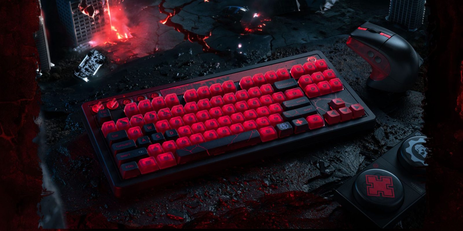 Image showing a render of 8BitDo Gears of War E-Day keyboard.