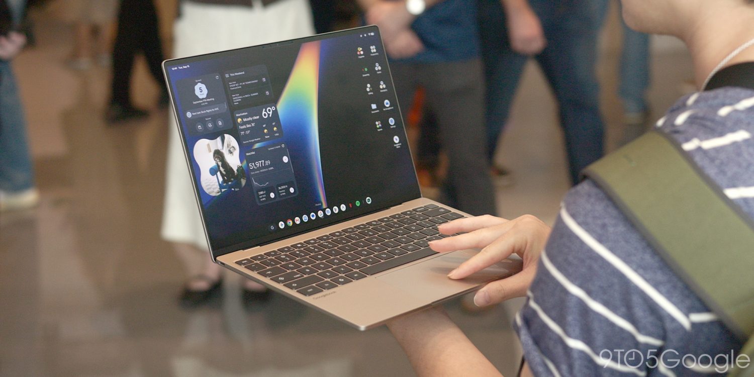 A person holding a laptop