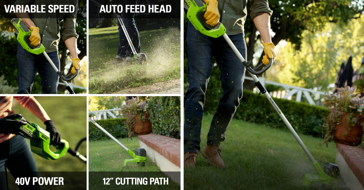 Budget-friendly 40V 12-inch Greenworks cordless electric string trimmer back down at best price in 12 months for $60