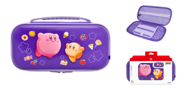 A purple lunch box with stickers