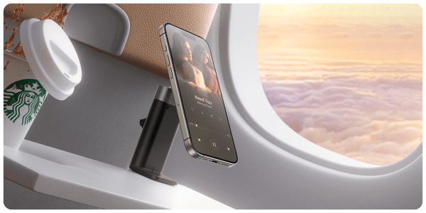 A cell phone on a stand
