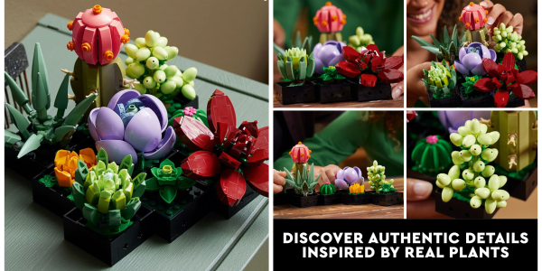 A collage of a flower arrangement made of legos