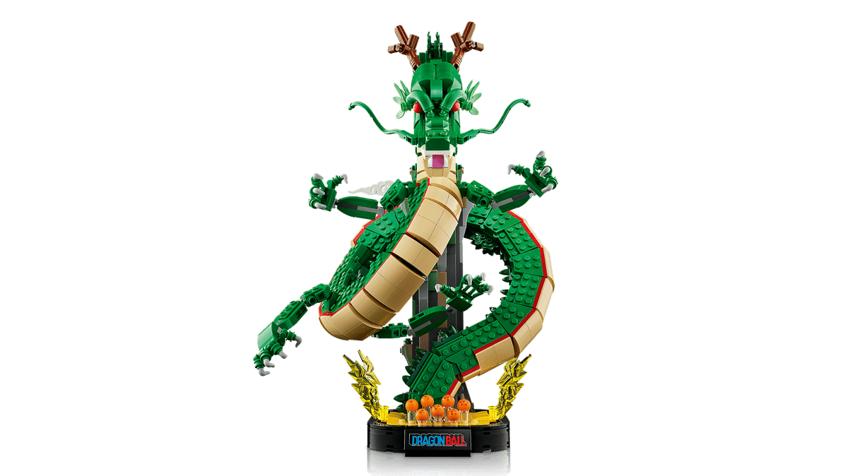 A green dragon made of lego