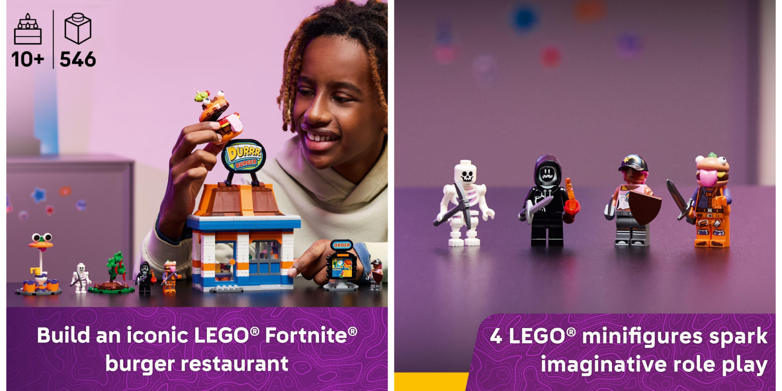 A collage of a child playing with toys