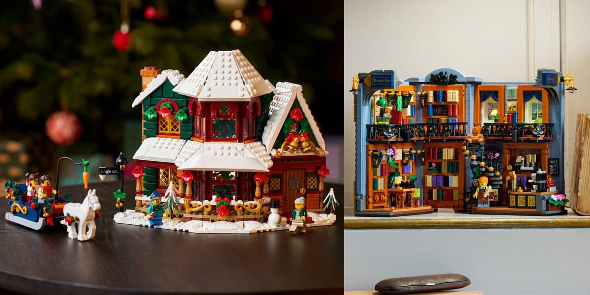 A collage of a toy house
