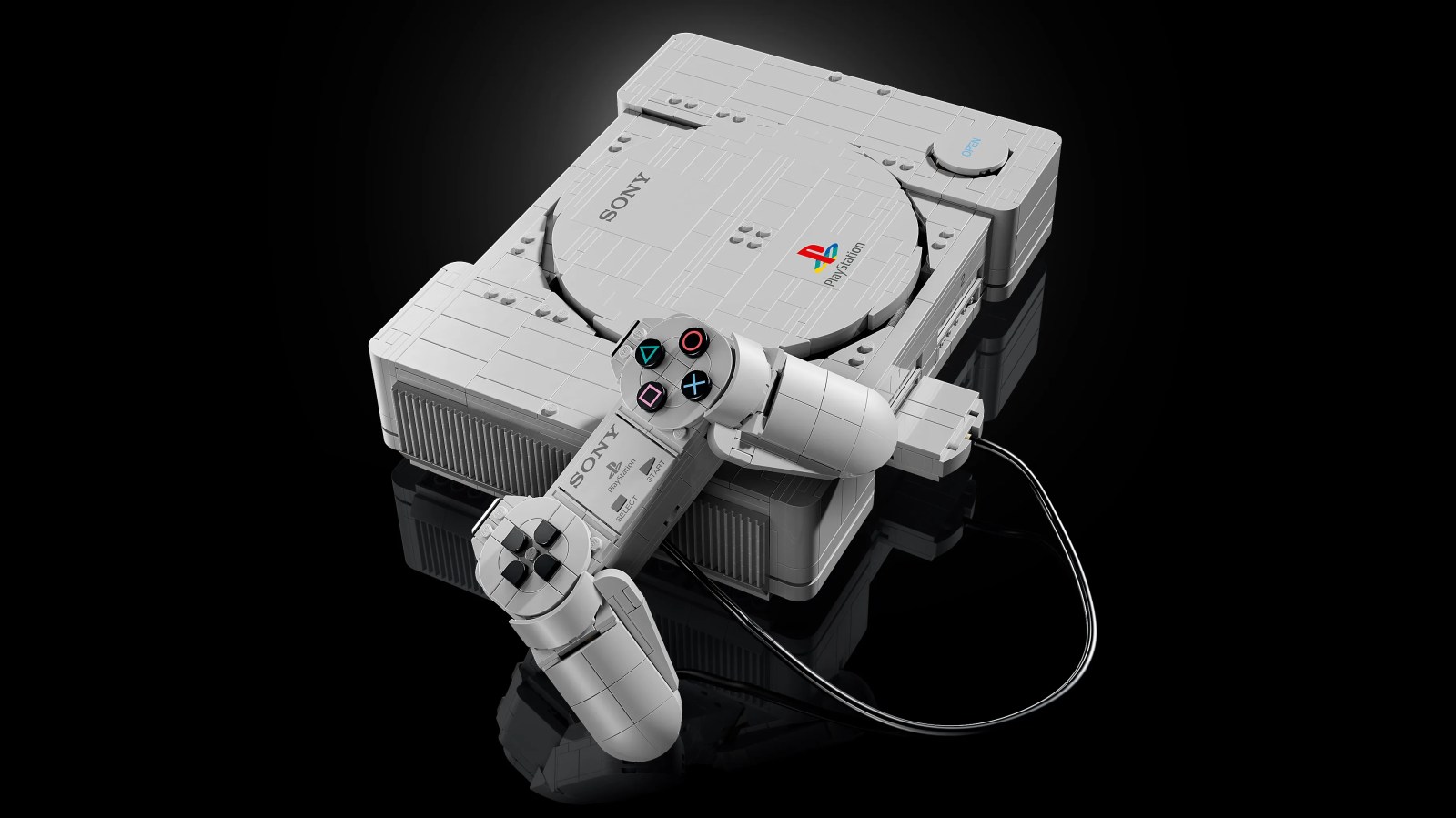 A video game console with a controller