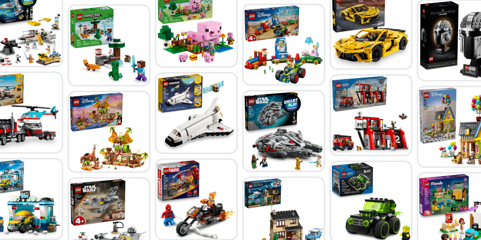 A collage of toys