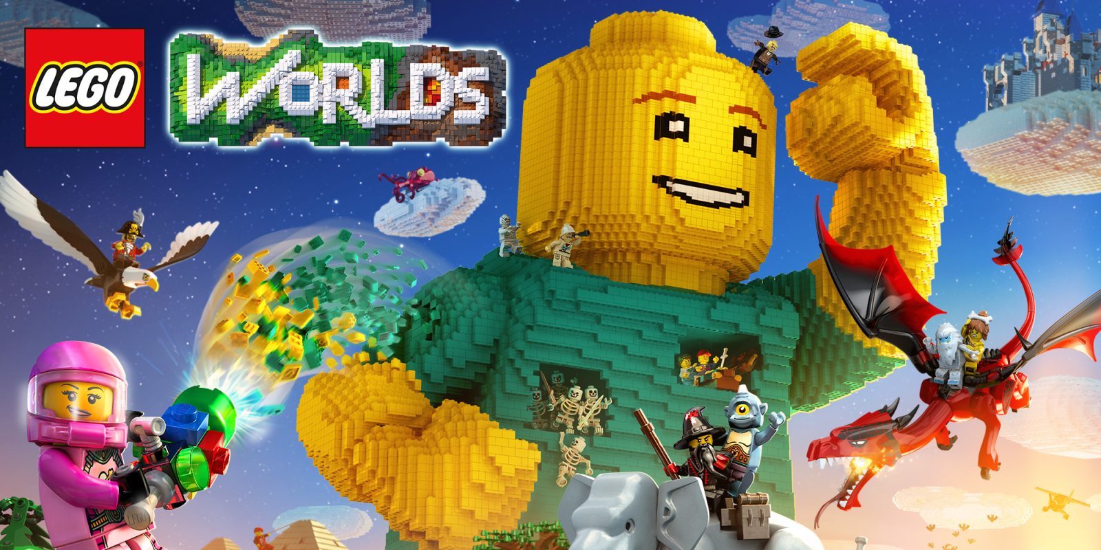 A video game poster of a lego man