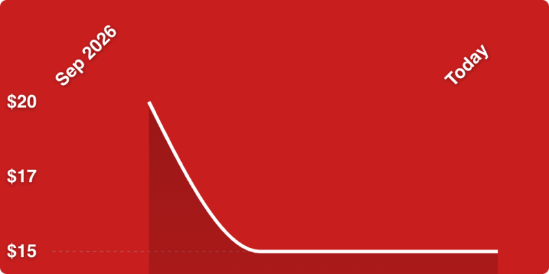 A red background with a line