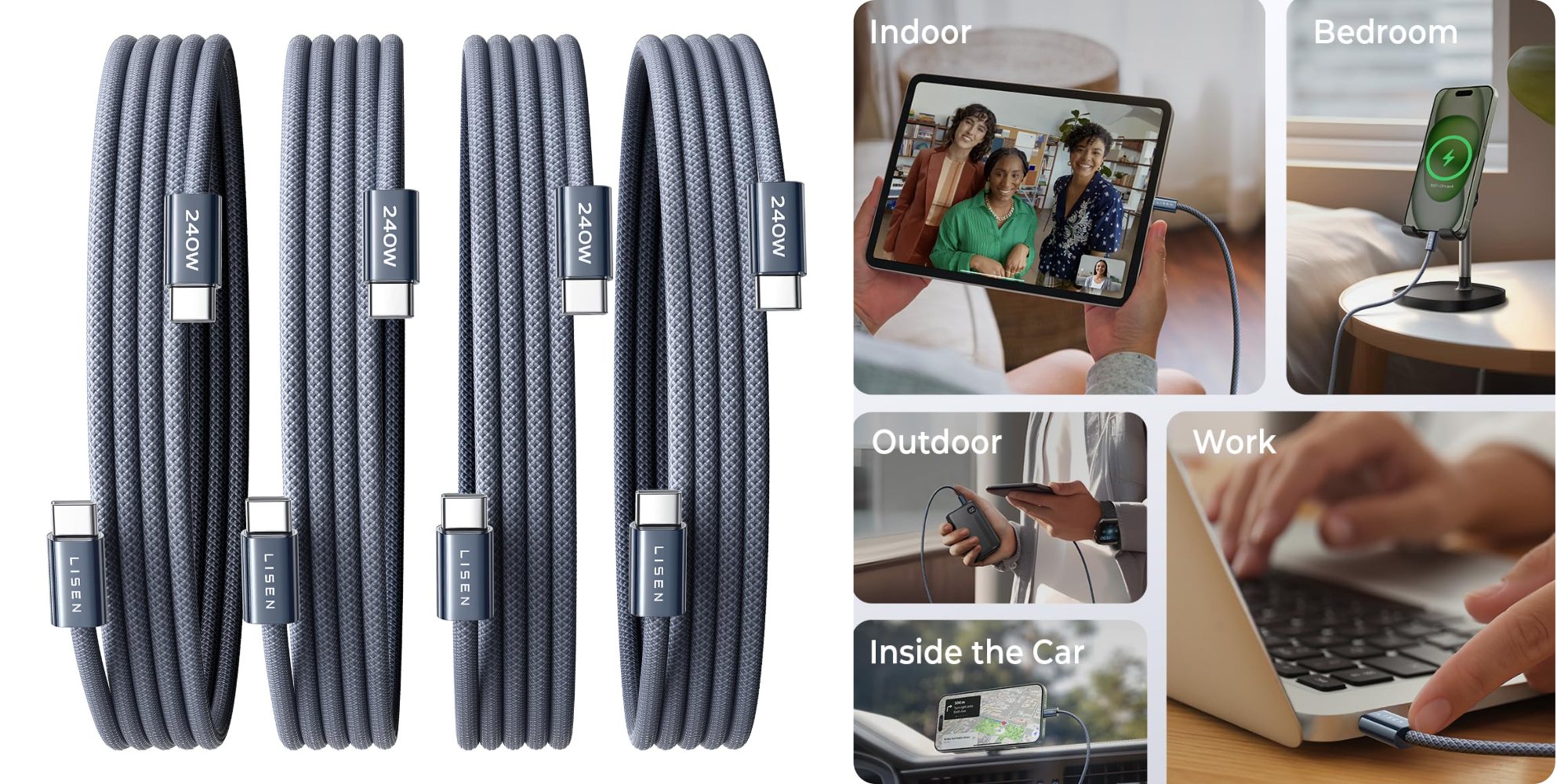 Add four 240W USB-C cables to your tech bin while they are less than $4 each