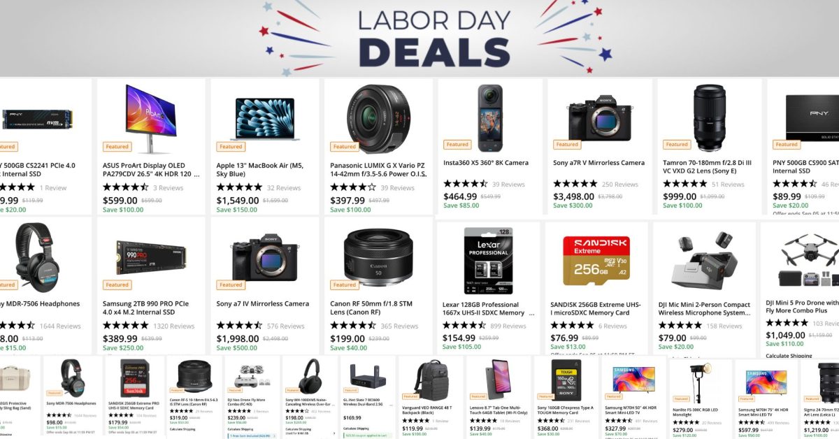 B&H kicks off Labor Day sale with some of the year’s best prices on cameras, SSDs, and more, deals from just $1