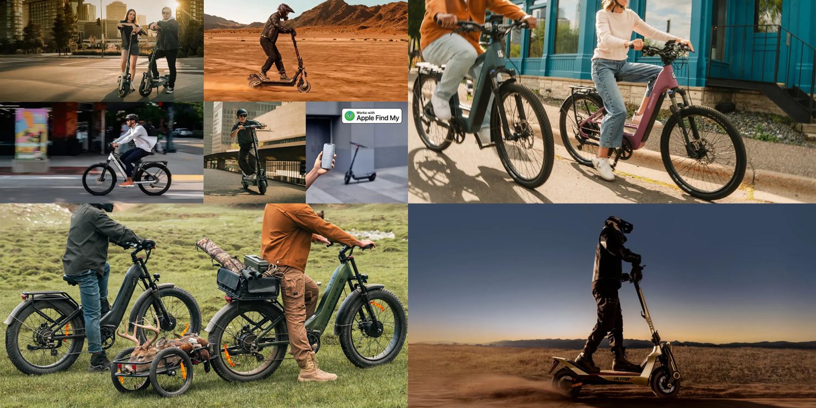 A collage of people riding bicycles