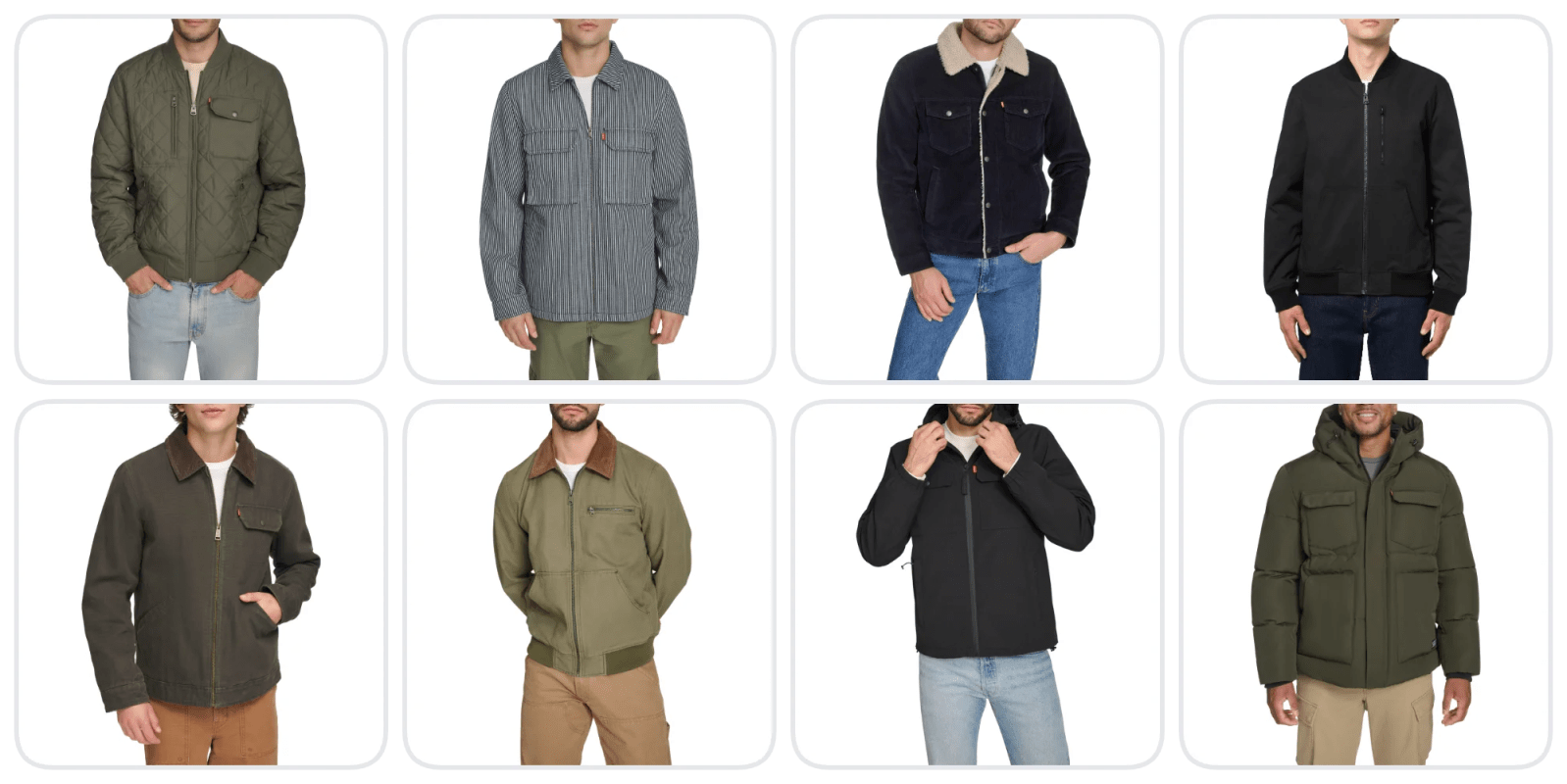 A collage of men's jackets