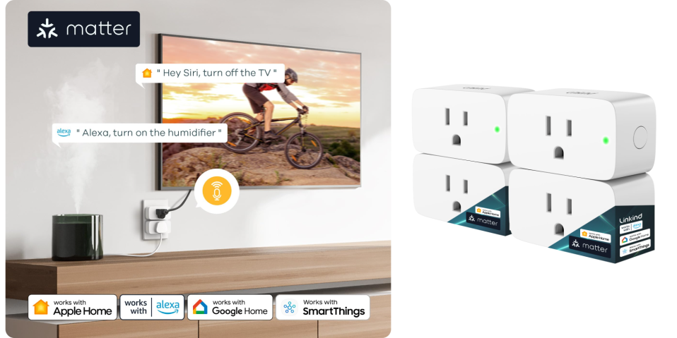 A smart home device with a screen and a picture of a man riding a bike