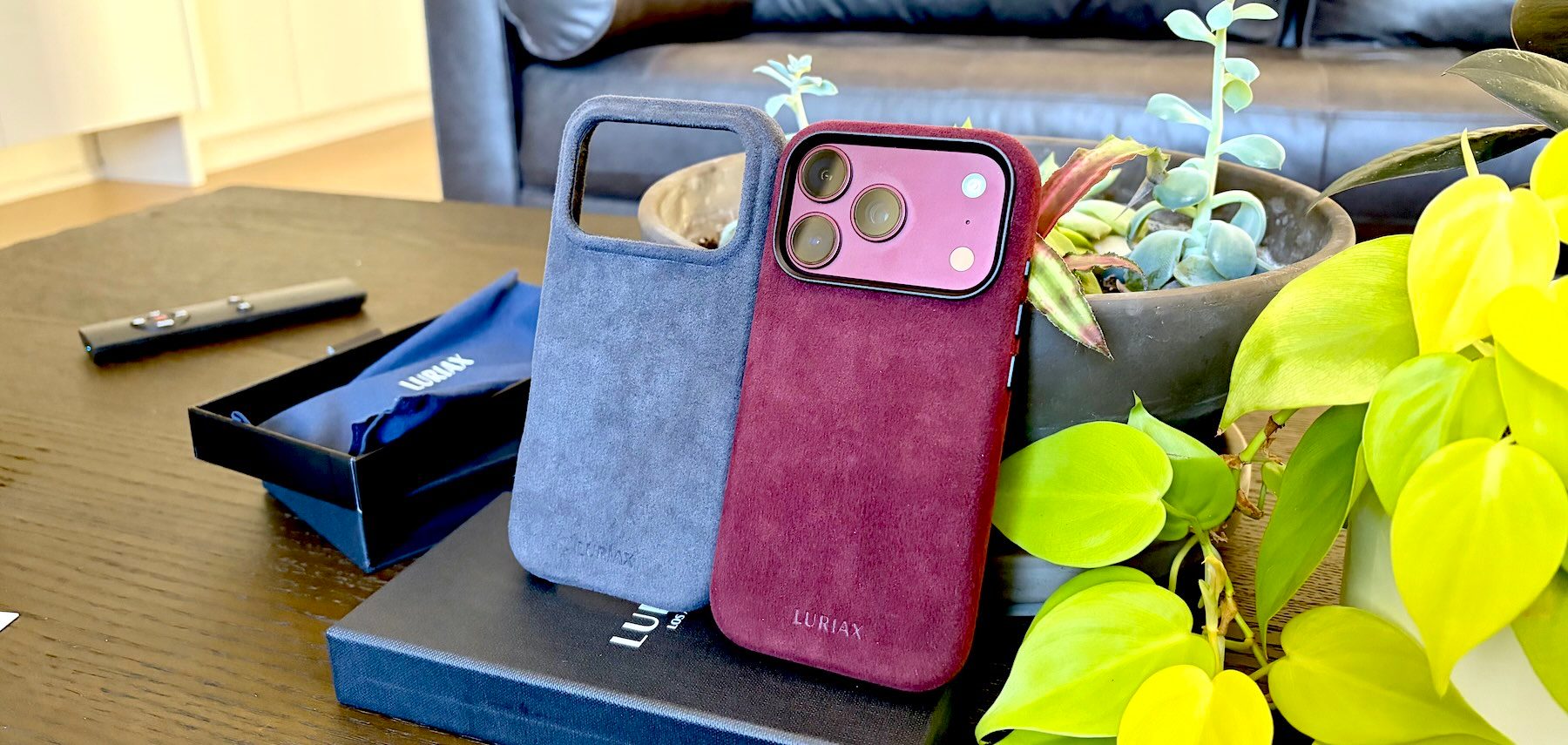 A two cell phones on a table