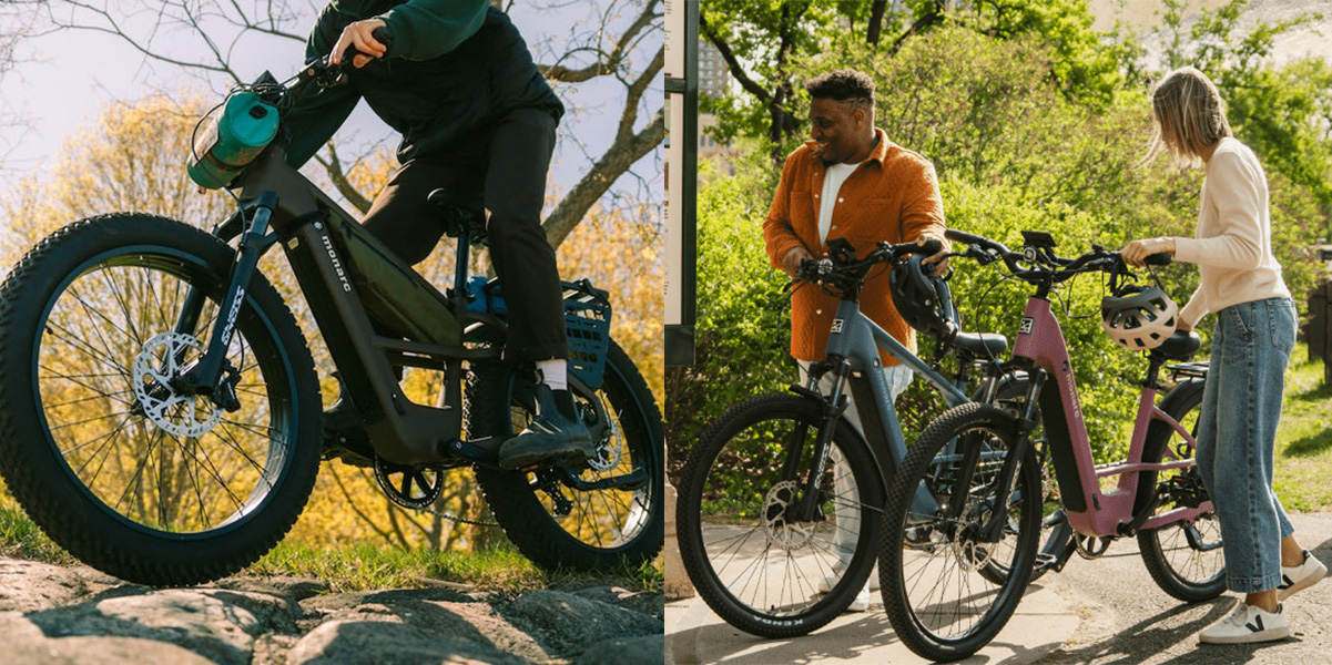 A collage of a man on a bicycle