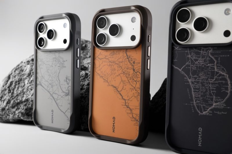 A group of cell phones with a map on them