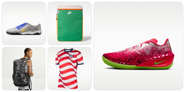 A collage of different sports items