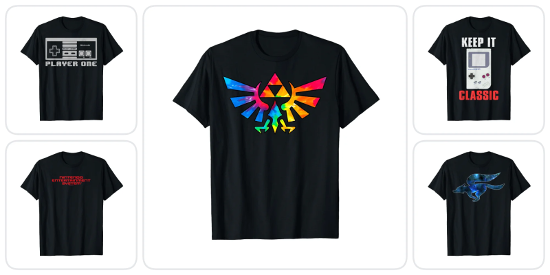 A black t-shirt with colorful logo