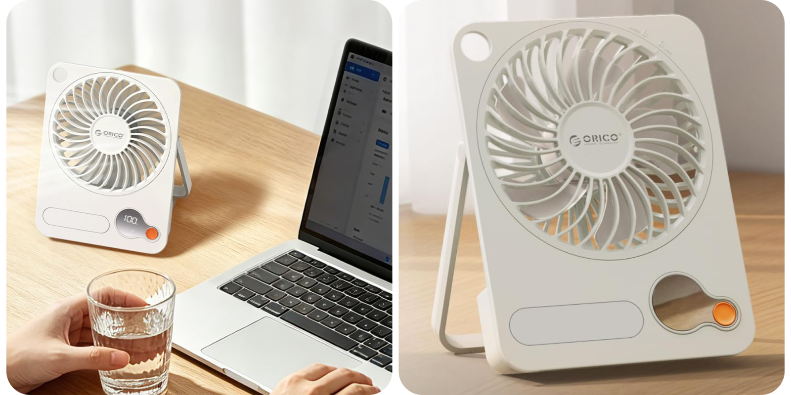 A laptop and a fan