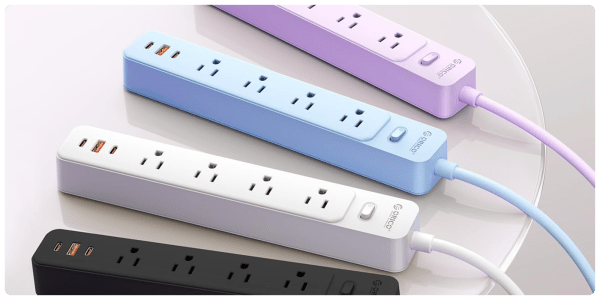 Several power strips with multiple outlets