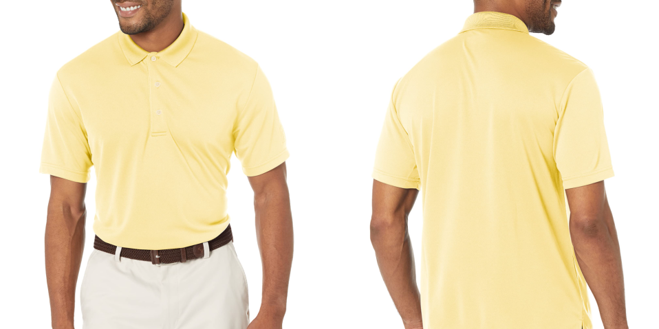A man wearing a yellow polo shirt