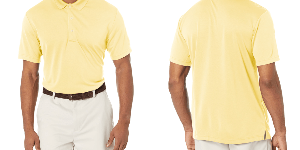 A man wearing a yellow polo shirt