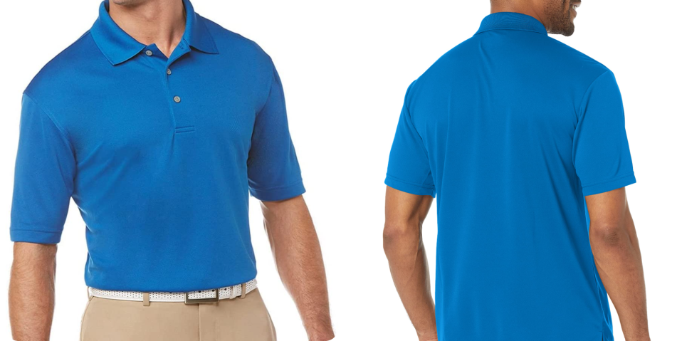 A man wearing a blue polo shirt
