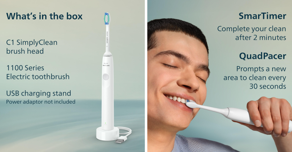 Affordably upgrade oral hygiene with this Philips Sonicare 1100 electric toothbrush at Affordably upgrade oral hygiene with this Philips Sonicare 1100 electric toothbrush at