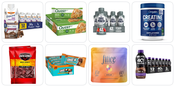 A collage of different flavors of energy bars