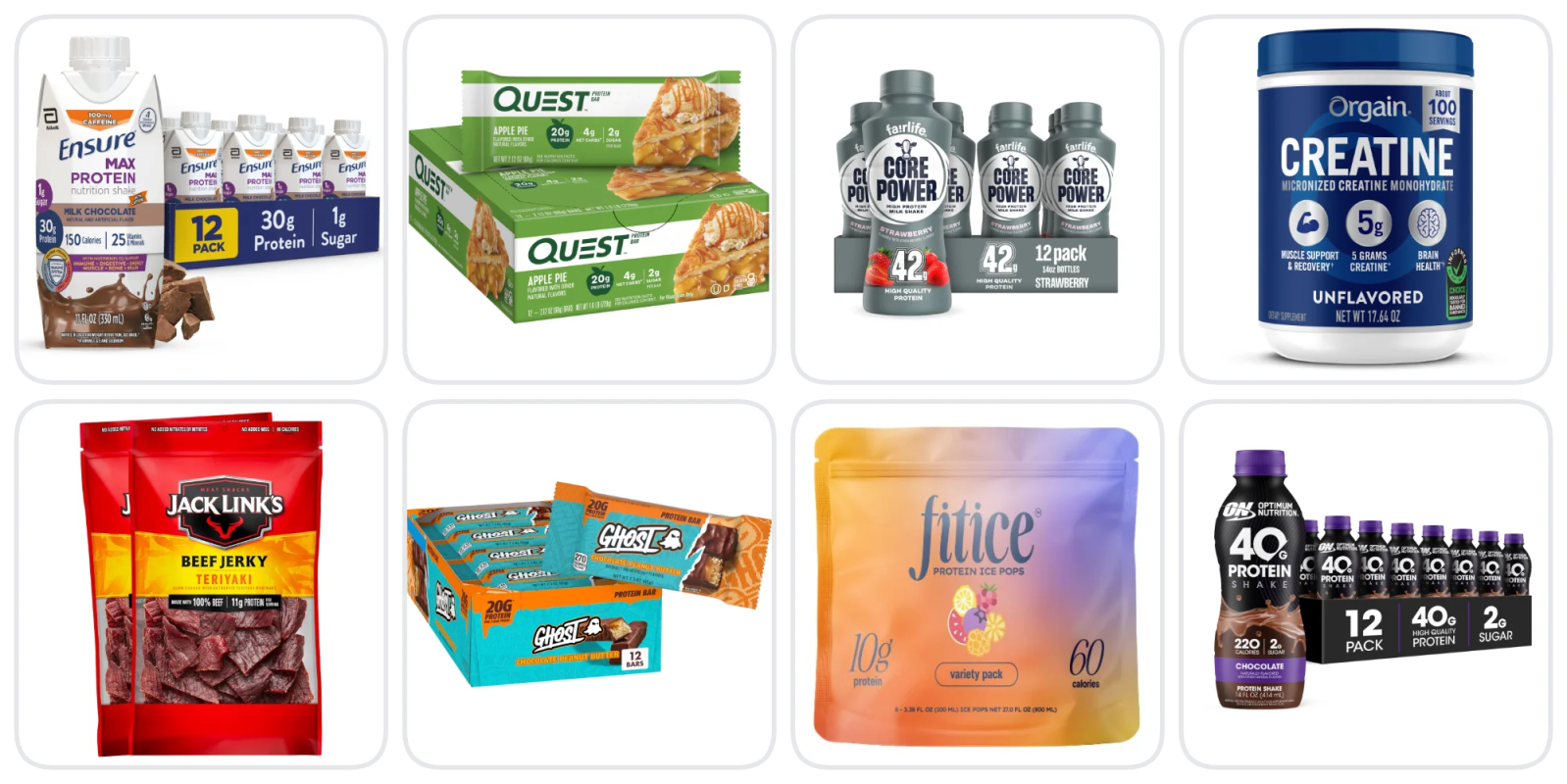 A collage of different flavors of energy bars