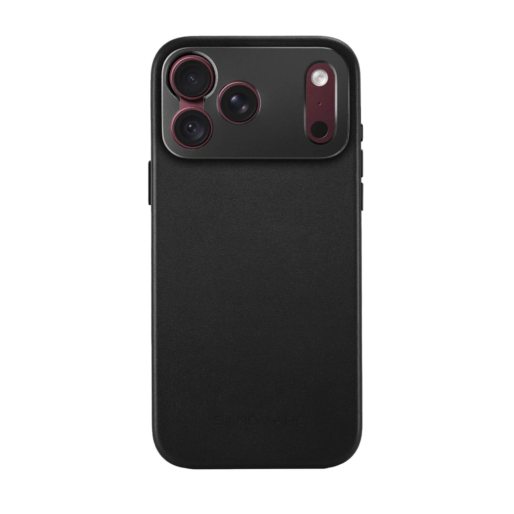 A black cell phone with a camera lens